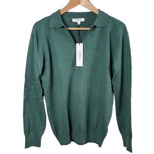 NWT‎ LBLC The Label (Revolve) Women's Johnny Collar V-Neck Sweater Green Size L